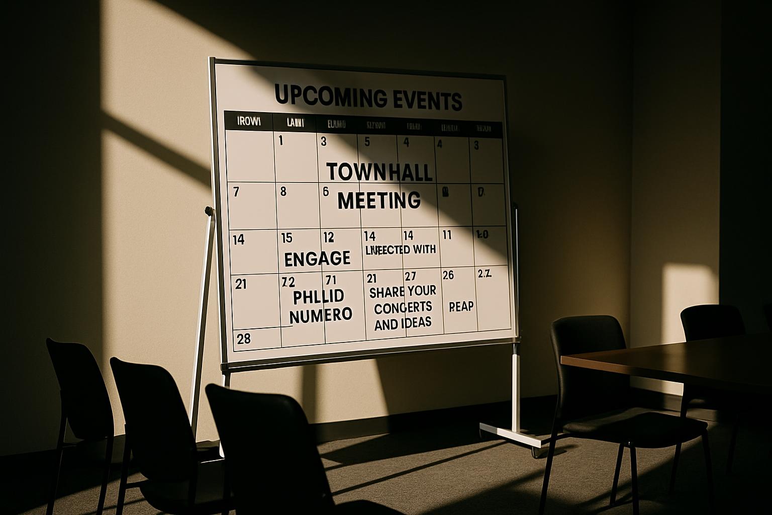 A calendar displaying upcoming events.